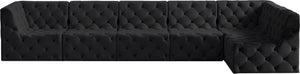 Tuft Velvet / Engineered Wood / Foam Contemporary Black Velvet Modular Sectional - 157" W x 64" D x 32" H