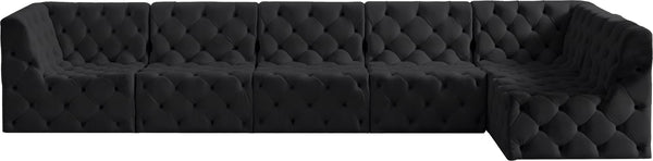 Tuft Velvet / Engineered Wood / Foam Contemporary Black Velvet Modular Sectional - 157" W x 64" D x 32" H