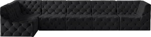Tuft Velvet / Engineered Wood / Foam Contemporary Black Velvet Modular Sectional - 157" W x 64" D x 32" H
