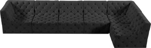 Tuft Velvet / Engineered Wood / Foam Contemporary Black Velvet Modular Sectional - 157" W x 64" D x 32" H