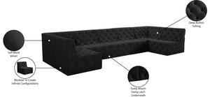 Tuft Velvet / Engineered Wood / Foam Contemporary Black Velvet Modular Sectional - 157" W x 64" D x 32" H