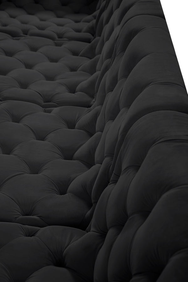 Tuft Velvet / Engineered Wood / Foam Contemporary Black Velvet Modular Sectional - 157" W x 64" D x 32" H