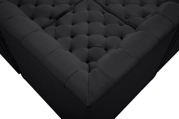 Tuft Velvet / Engineered Wood / Foam Contemporary Black Velvet Modular Sectional - 157" W x 64" D x 32" H