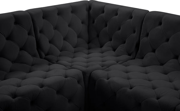 Tuft Velvet / Engineered Wood / Foam Contemporary Black Velvet Modular Sectional - 157" W x 64" D x 32" H