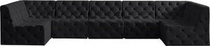 Tuft Velvet / Engineered Wood / Foam Contemporary Black Velvet Modular Sectional - 157" W x 64" D x 32" H