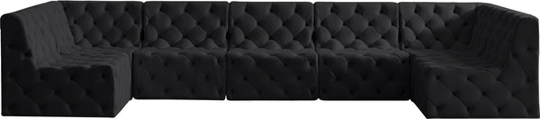 Tuft Velvet / Engineered Wood / Foam Contemporary Black Velvet Modular Sectional - 157" W x 64" D x 32" H