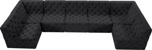 Tuft Velvet / Engineered Wood / Foam Contemporary Black Velvet Modular Sectional - 157" W x 64" D x 32" H