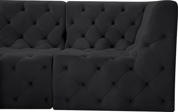 Tuft Velvet / Engineered Wood / Foam Contemporary Black Velvet Modular Sectional - 157" W x 64" D x 32" H