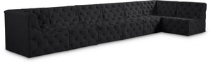 Tuft Velvet / Engineered Wood / Foam Contemporary Black Velvet Modular Sectional - 186" W x 64" D x 32" H