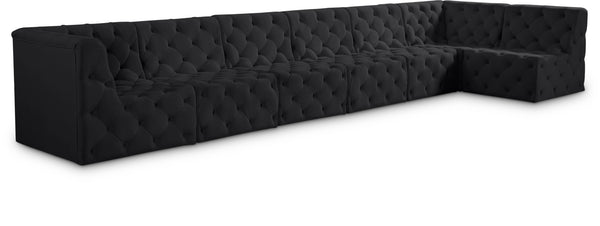 Tuft Velvet / Engineered Wood / Foam Contemporary Black Velvet Modular Sectional - 186" W x 64" D x 32" H