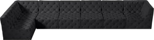 Tuft Velvet / Engineered Wood / Foam Contemporary Black Velvet Modular Sectional - 186" W x 64" D x 32" H