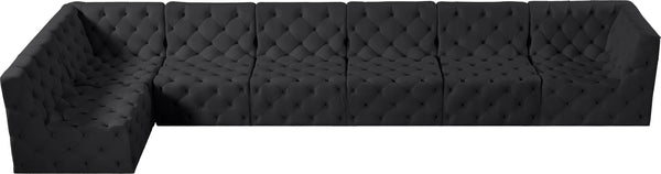Tuft Velvet / Engineered Wood / Foam Contemporary Black Velvet Modular Sectional - 186" W x 64" D x 32" H