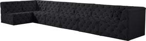 Tuft Velvet / Engineered Wood / Foam Contemporary Black Velvet Modular Sectional - 186" W x 64" D x 32" H
