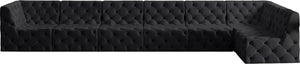 Tuft Velvet / Engineered Wood / Foam Contemporary Black Velvet Modular Sectional - 186" W x 64" D x 32" H