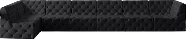 Tuft Velvet / Engineered Wood / Foam Contemporary Black Velvet Modular Sectional - 186" W x 64" D x 32" H
