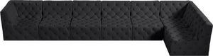 Tuft Velvet / Engineered Wood / Foam Contemporary Black Velvet Modular Sectional - 186" W x 64" D x 32" H
