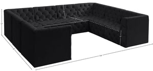Tuft Velvet / Engineered Wood / Foam Contemporary Black Velvet Modular Sectional - 128" W x 99" D x 32" H