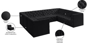 Tuft Velvet / Engineered Wood / Foam Contemporary Black Velvet Modular Sectional - 128" W x 99" D x 32" H