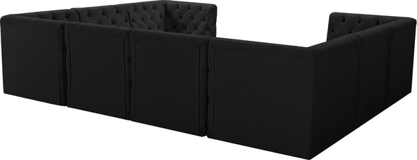 Tuft Velvet / Engineered Wood / Foam Contemporary Black Velvet Modular Sectional - 128" W x 99" D x 32" H