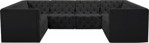 Tuft Velvet / Engineered Wood / Foam Contemporary Black Velvet Modular Sectional - 128" W x 99" D x 32" H