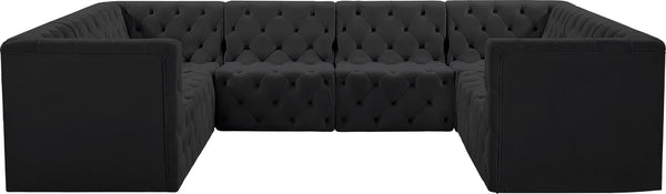 Tuft Velvet / Engineered Wood / Foam Contemporary Black Velvet Modular Sectional - 128" W x 99" D x 32" H