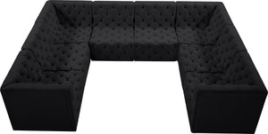 Tuft Velvet / Engineered Wood / Foam Contemporary Black Velvet Modular Sectional - 128" W x 99" D x 32" H