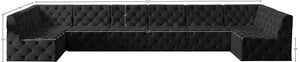 Tuft Velvet / Engineered Wood / Foam Contemporary Black Velvet Modular Sectional - 215" W x 64" D x 32" H