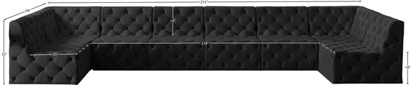 Tuft Velvet / Engineered Wood / Foam Contemporary Black Velvet Modular Sectional - 215" W x 64" D x 32" H