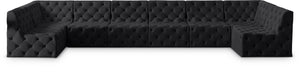 Tuft Velvet / Engineered Wood / Foam Contemporary Black Velvet Modular Sectional - 215" W x 64" D x 32" H