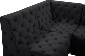 Tuft Velvet / Engineered Wood / Foam Contemporary Black Velvet Modular Sectional - 215" W x 64" D x 32" H