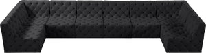 Tuft Velvet / Engineered Wood / Foam Contemporary Black Velvet Modular Sectional - 215" W x 64" D x 32" H