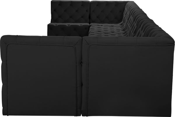 Tuft Velvet / Engineered Wood / Foam Contemporary Black Velvet Modular Sectional - 215" W x 64" D x 32" H