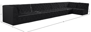 Tuft Velvet / Engineered Wood / Foam Contemporary Black Velvet Modular Sectional - 186" W x 64" D x 32" H