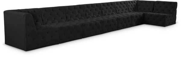 Tuft Velvet / Engineered Wood / Foam Contemporary Black Velvet Modular Sectional - 186" W x 64" D x 32" H