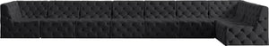 Tuft Velvet / Engineered Wood / Foam Contemporary Black Velvet Modular Sectional - 186" W x 64" D x 32" H