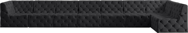 Tuft Velvet / Engineered Wood / Foam Contemporary Black Velvet Modular Sectional - 186" W x 64" D x 32" H