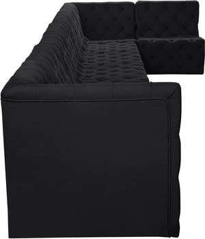 Tuft Velvet / Engineered Wood / Foam Contemporary Black Velvet Modular Sectional - 186" W x 64" D x 32" H