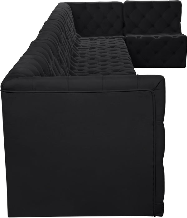 Tuft Velvet / Engineered Wood / Foam Contemporary Black Velvet Modular Sectional - 186" W x 64" D x 32" H