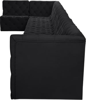 Tuft Velvet / Engineered Wood / Foam Contemporary Black Velvet Modular Sectional - 186" W x 64" D x 32" H