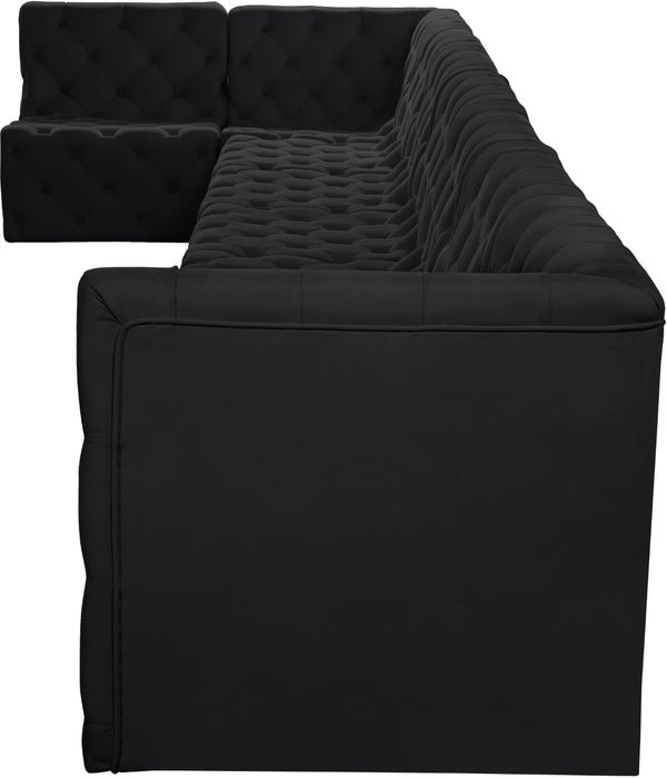 Tuft Velvet / Engineered Wood / Foam Contemporary Black Velvet Modular Sectional - 186" W x 64" D x 32" H