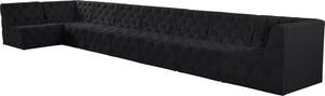 Tuft Velvet / Engineered Wood / Foam Contemporary Black Velvet Modular Sectional - 186" W x 64" D x 32" H