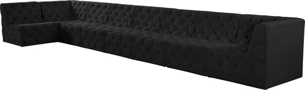 Tuft Velvet / Engineered Wood / Foam Contemporary Black Velvet Modular Sectional - 186" W x 64" D x 32" H