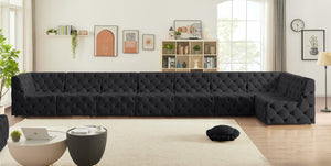 Tuft Velvet / Engineered Wood / Foam Contemporary Black Velvet Modular Sectional - 186" W x 64" D x 32" H