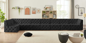 Tuft Velvet / Engineered Wood / Foam Contemporary Black Velvet Modular Sectional - 186" W x 64" D x 32" H