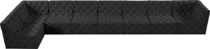 Tuft Velvet / Engineered Wood / Foam Contemporary Black Velvet Modular Sectional - 186" W x 64" D x 32" H