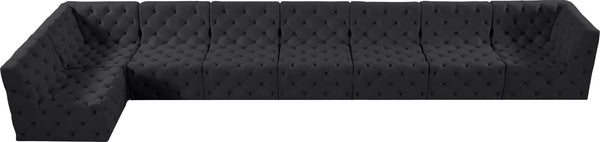 Tuft Velvet / Engineered Wood / Foam Contemporary Black Velvet Modular Sectional - 186" W x 64" D x 32" H