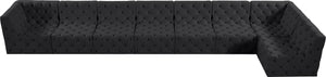 Tuft Velvet / Engineered Wood / Foam Contemporary Black Velvet Modular Sectional - 186" W x 64" D x 32" H