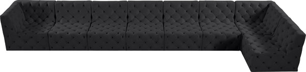 Tuft Velvet / Engineered Wood / Foam Contemporary Black Velvet Modular Sectional - 186" W x 64" D x 32" H