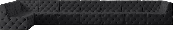 Tuft Velvet / Engineered Wood / Foam Contemporary Black Velvet Modular Sectional - 186" W x 64" D x 32" H