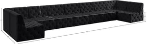 Tuft Velvet / Engineered Wood / Foam Contemporary Black Velvet Modular Sectional - 215" W x 64" D x 32" H
